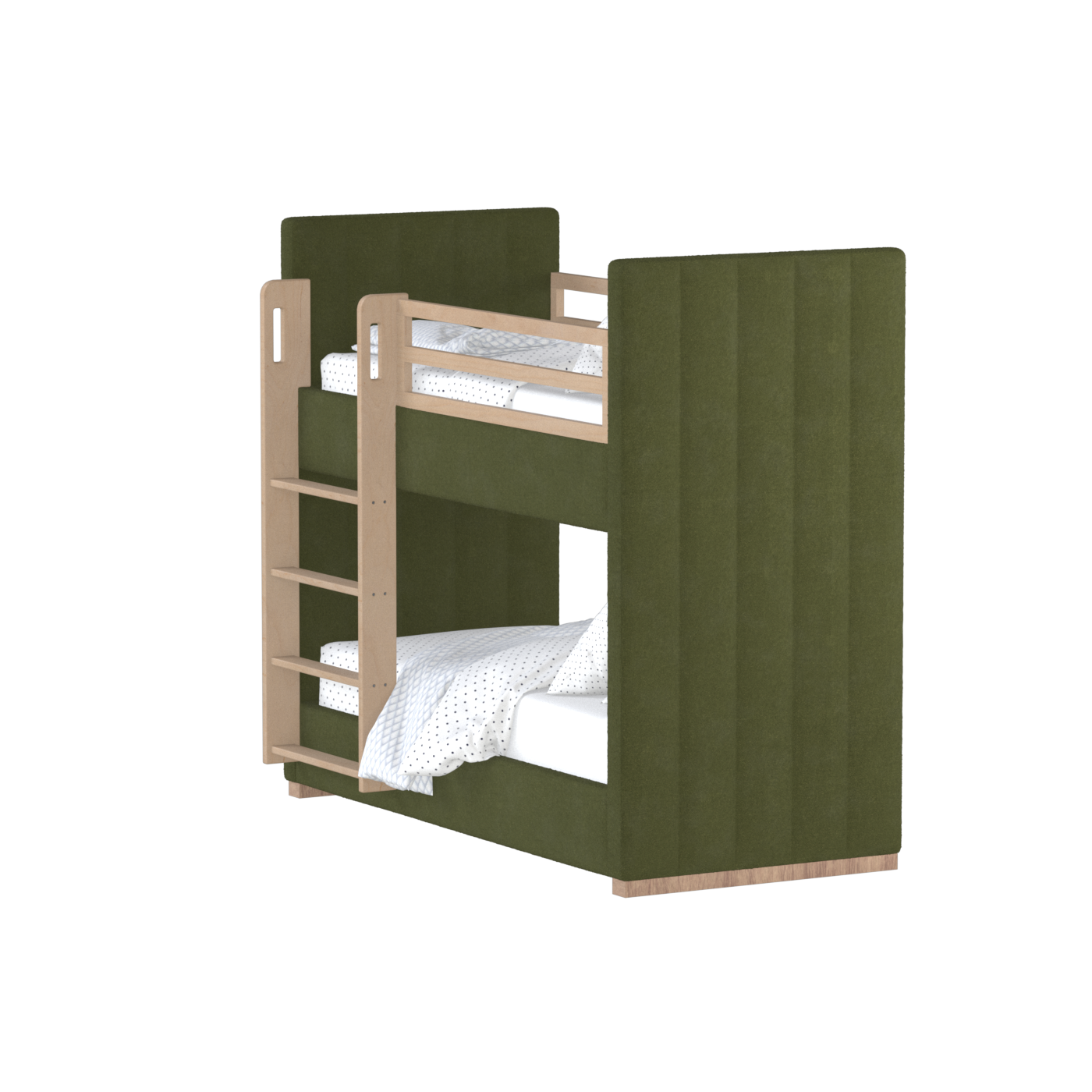 Paolo Bunk Bed with Soft Upholstery and Beechwood Accents