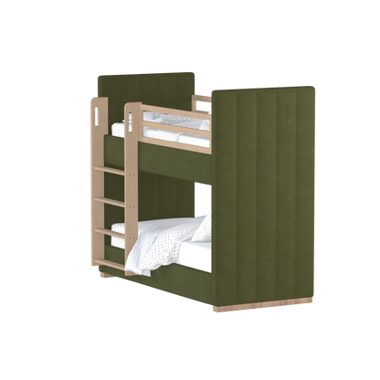 Paolo Bunk Bed with Soft Upholstery and Beechwood Accents