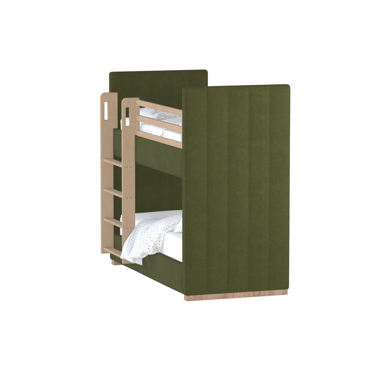 Paolo Bunk Bed with Soft Upholstery and Beechwood Accents