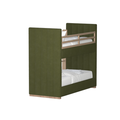 Paolo Bunk Bed with Soft Upholstery and Beechwood Accents