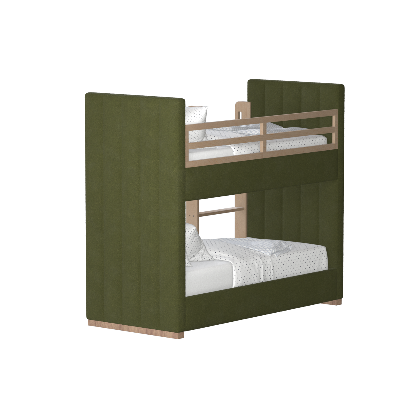 Paolo Bunk Bed with Soft Upholstery and Beechwood Accents