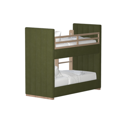 Paolo Bunk Bed with Soft Upholstery and Beechwood Accents