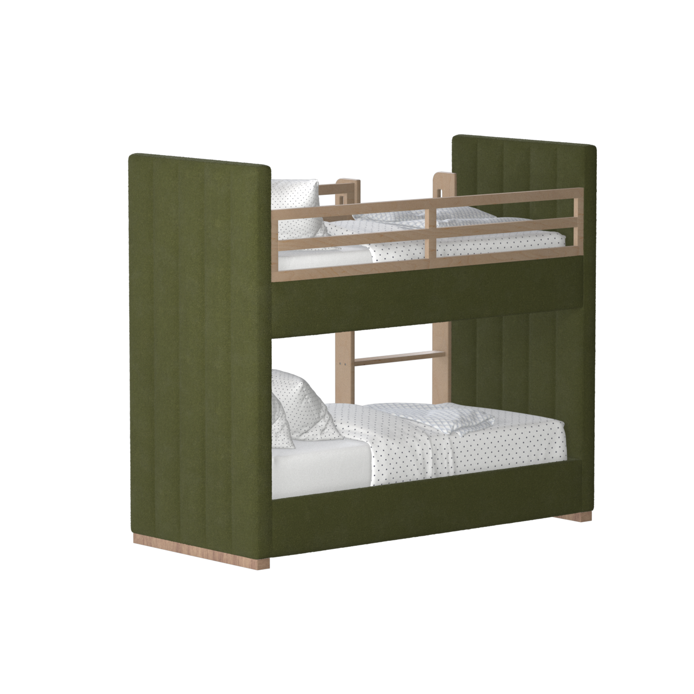 Paolo Bunk Bed with Soft Upholstery and Beechwood Accents