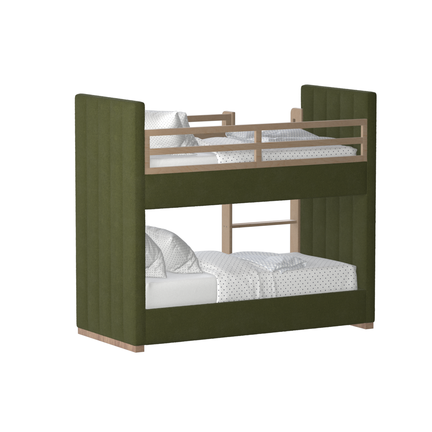 Paolo Bunk Bed with Soft Upholstery and Beechwood Accents