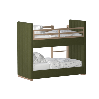 Paolo Bunk Bed with Soft Upholstery and Beechwood Accents