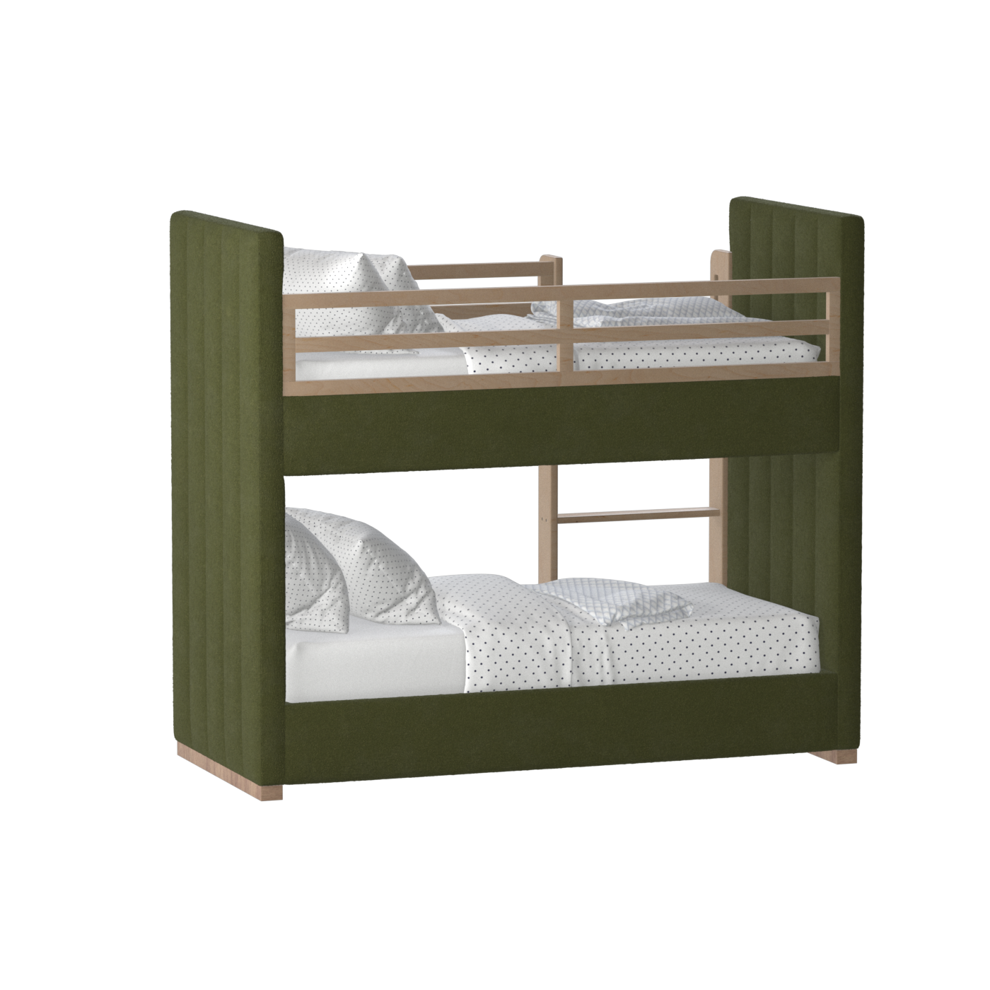Paolo Bunk Bed with Soft Upholstery and Beechwood Accents