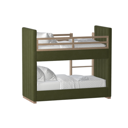 Paolo Bunk Bed with Soft Upholstery and Beechwood Accents