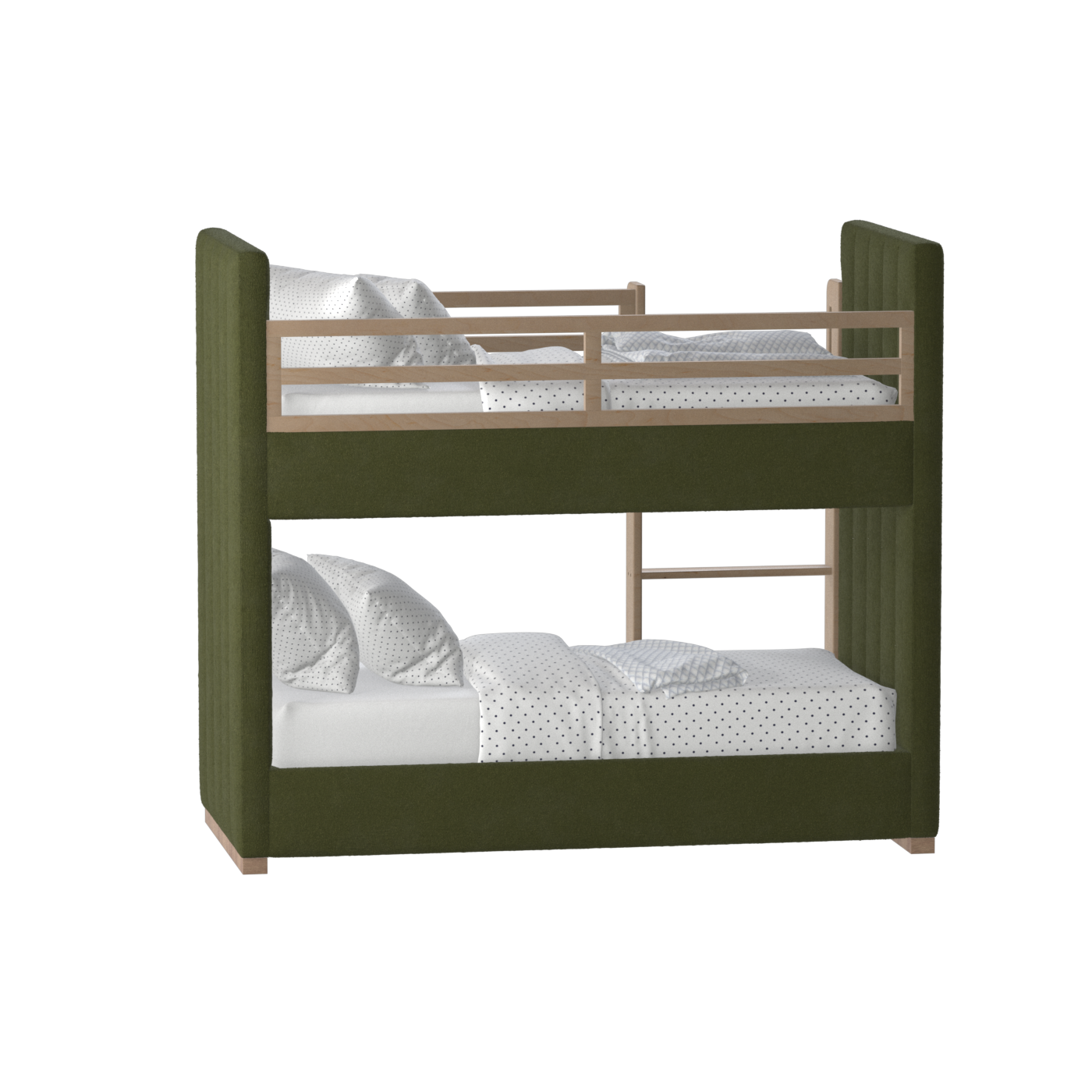 Paolo Bunk Bed with Soft Upholstery and Beechwood Accents