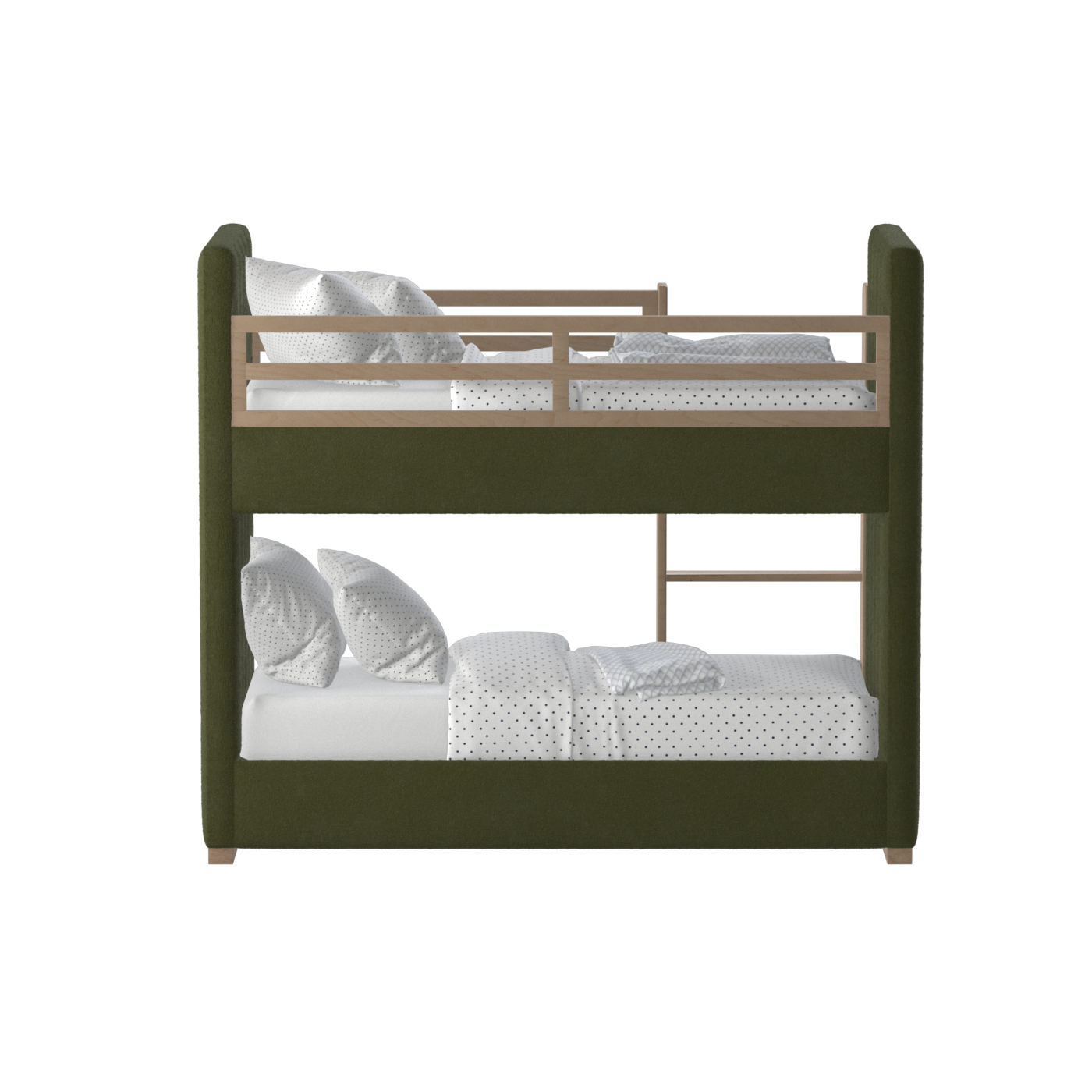 Paolo Bunk Bed with Soft Upholstery and Beechwood Accents