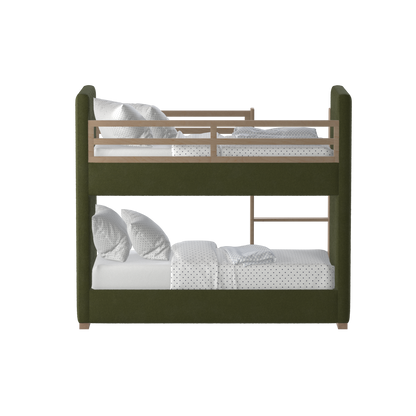 Paolo Bunk Bed with Soft Upholstery and Beechwood Accents