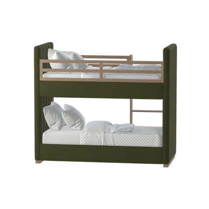 Paolo Bunk Bed with Soft Upholstery and Beechwood Accents