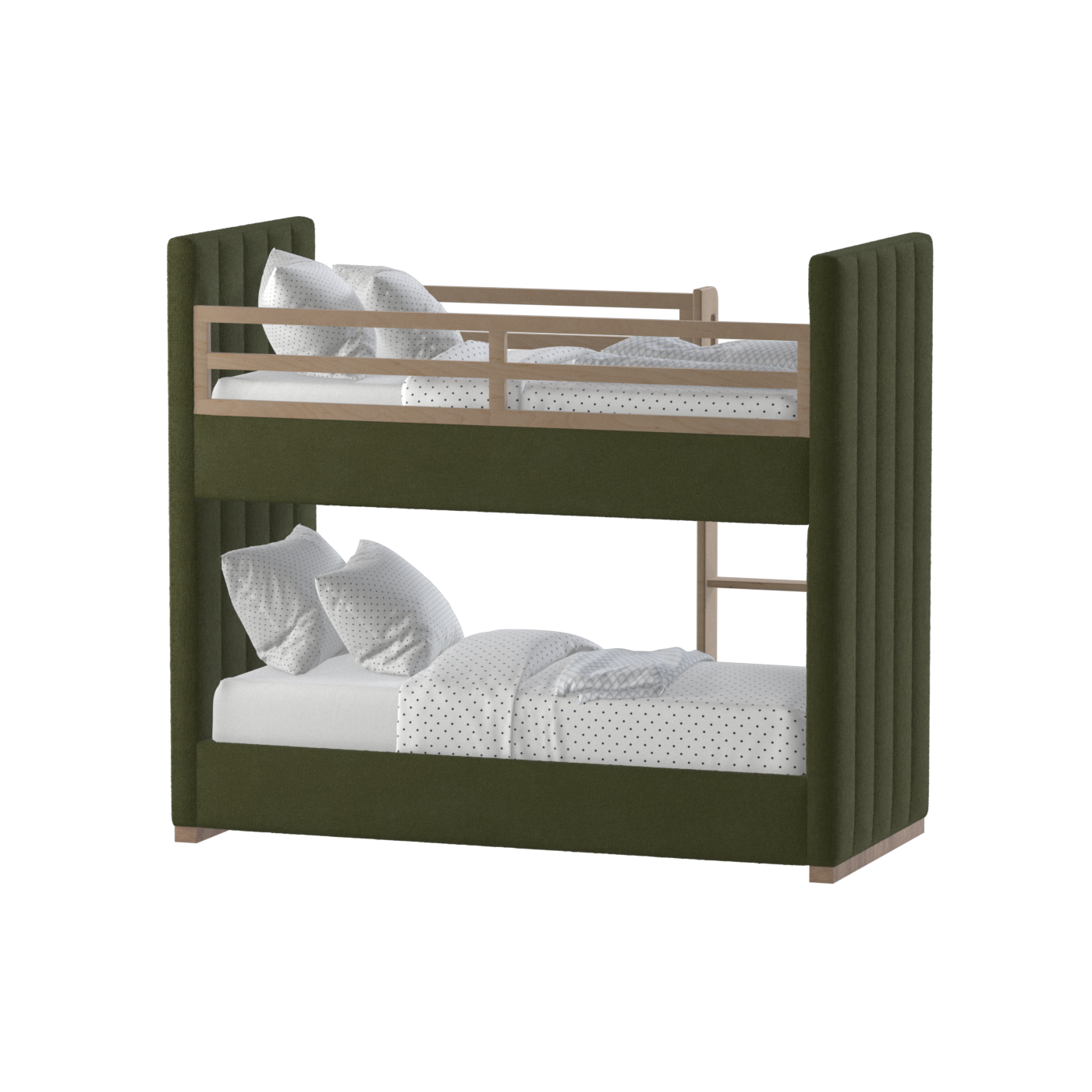 Paolo Bunk Bed with Soft Upholstery and Beechwood Accents
