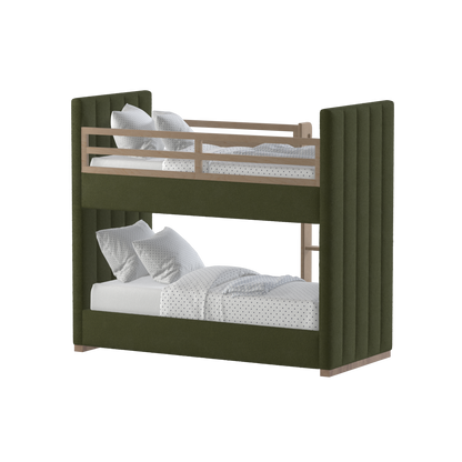 Paolo Bunk Bed with Soft Upholstery and Beechwood Accents
