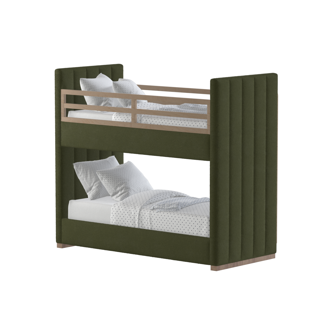 Paolo Bunk Bed with Soft Upholstery and Beechwood Accents