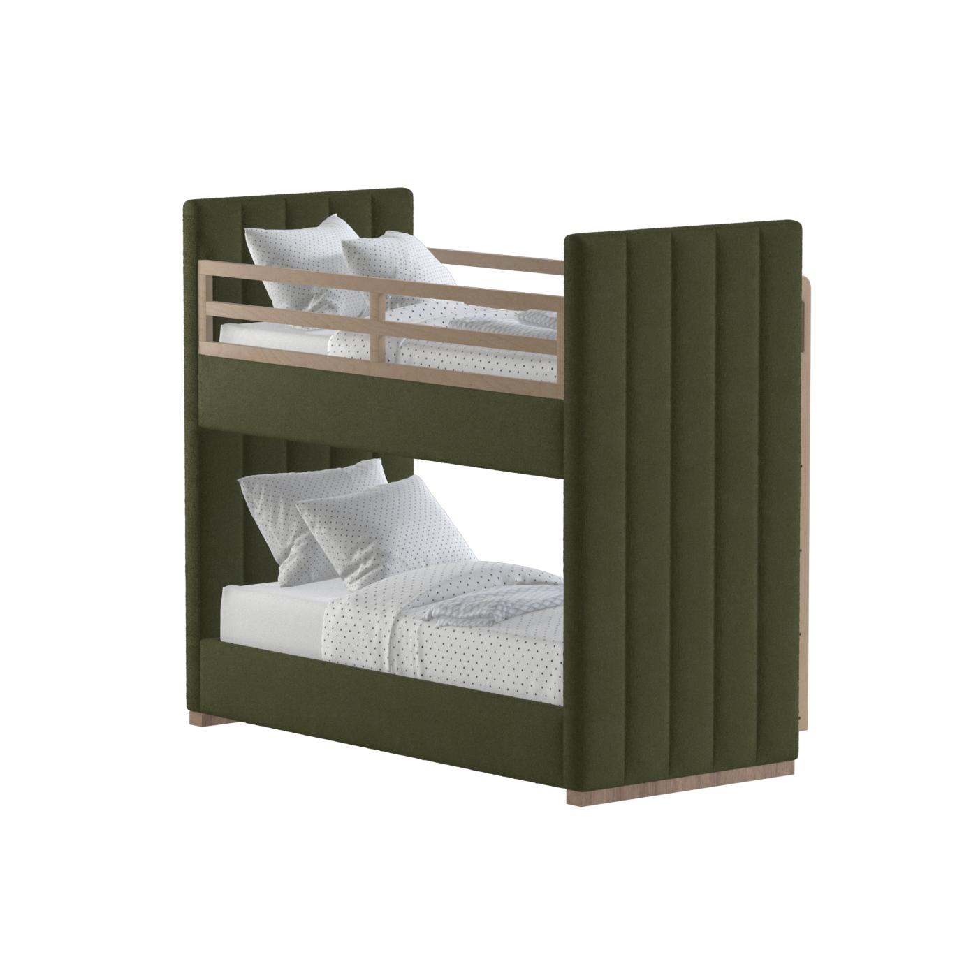 Paolo Bunk Bed with Soft Upholstery and Beechwood Accents