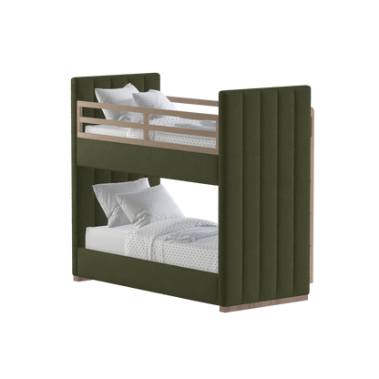 Paolo Bunk Bed with Soft Upholstery and Beechwood Accents