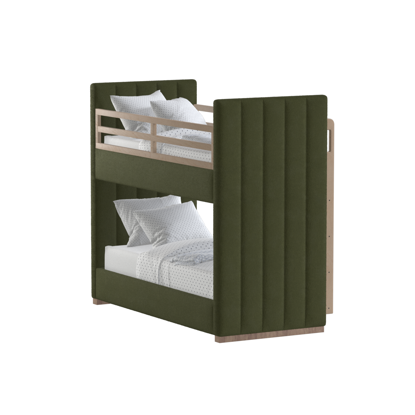 Paolo Bunk Bed with Soft Upholstery and Beechwood Accents