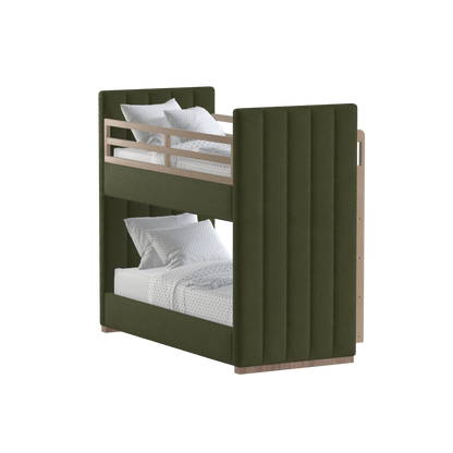 Paolo Bunk Bed with Soft Upholstery and Beechwood Accents