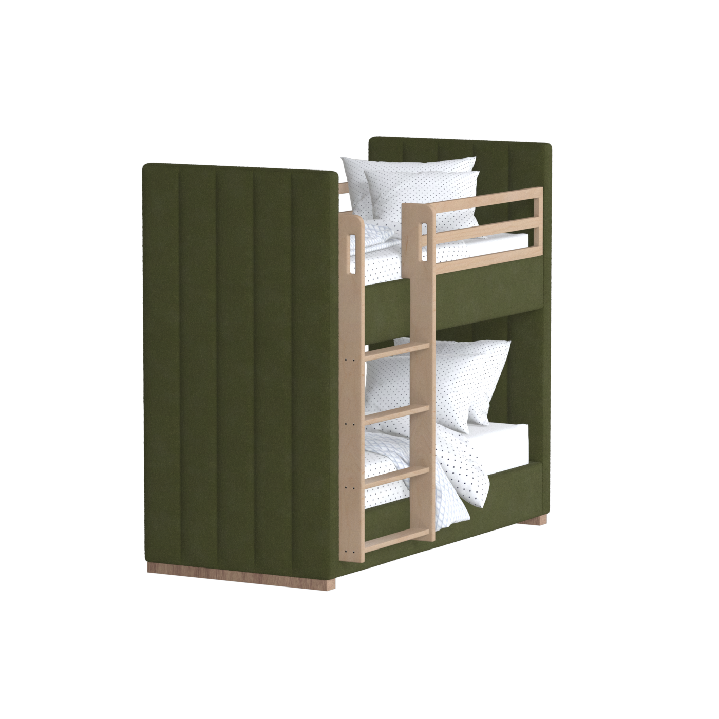 Paolo Bunk Bed with Soft Upholstery and Beechwood Accents