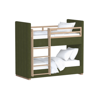Paolo Bunk Bed with Soft Upholstery and Beechwood Accents