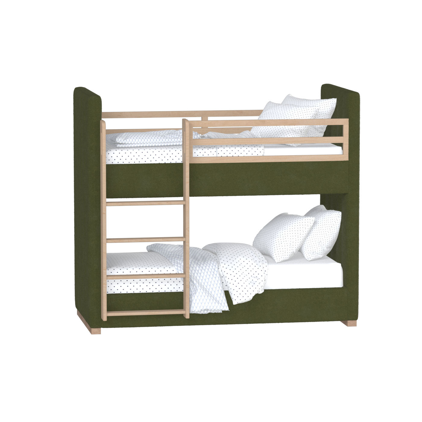 Paolo Bunk Bed with Soft Upholstery and Beechwood Accents