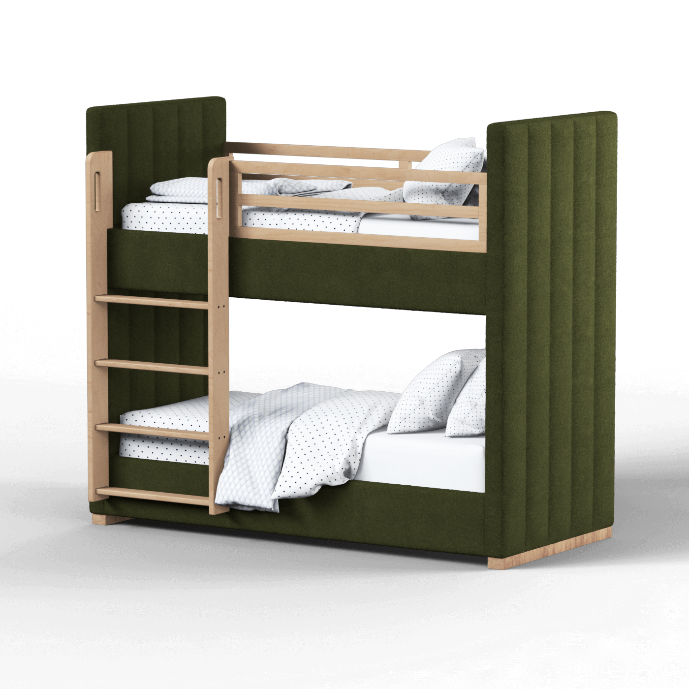 Paolo Bunk Bed with Soft Upholstery and Beechwood Accents