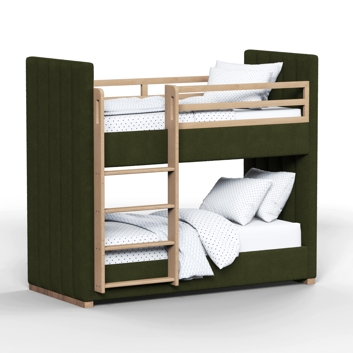 Paolo Bunk Bed with Soft Upholstery and Beechwood Accents