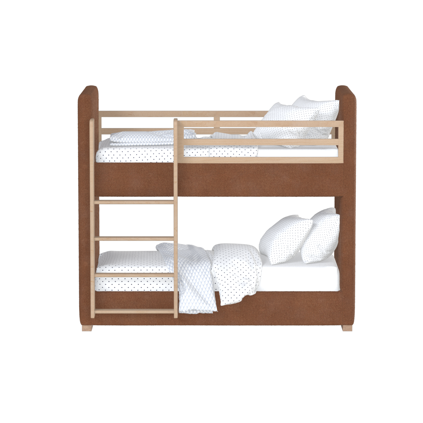Paolo Bunk Bed with Soft Upholstery and Beechwood Accents
