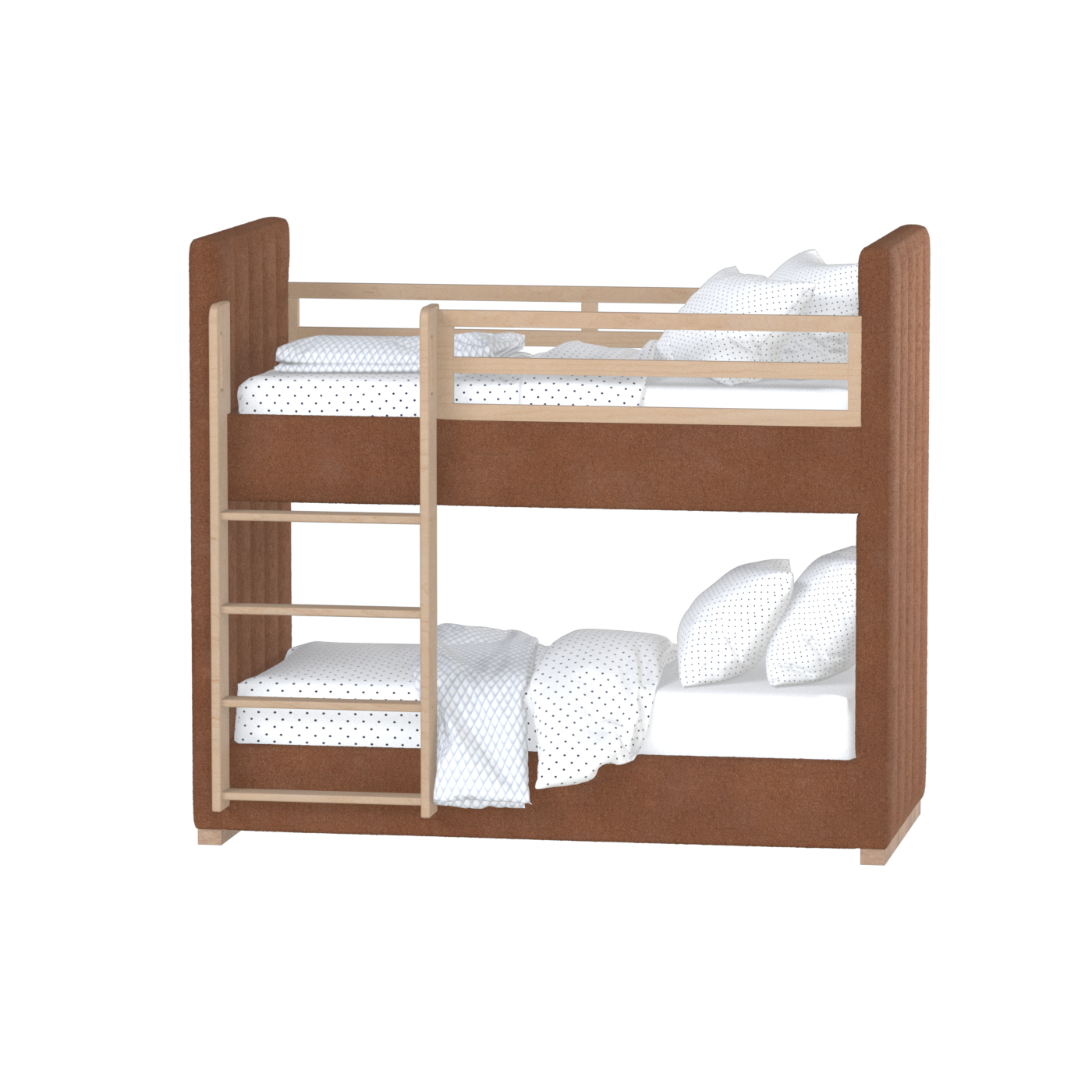 Paolo Bunk Bed with Soft Upholstery and Beechwood Accents