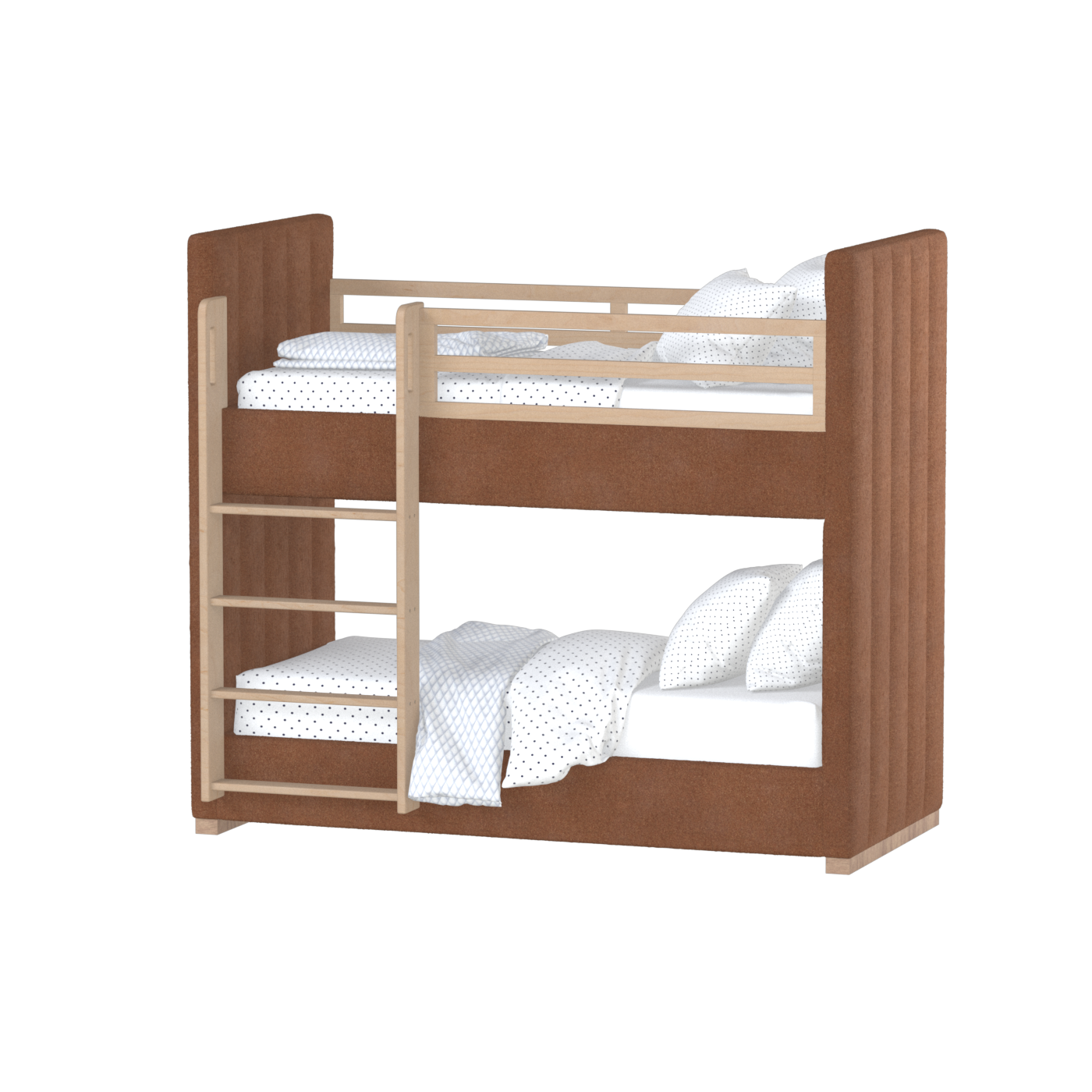 Paolo Bunk Bed with Soft Upholstery and Beechwood Accents