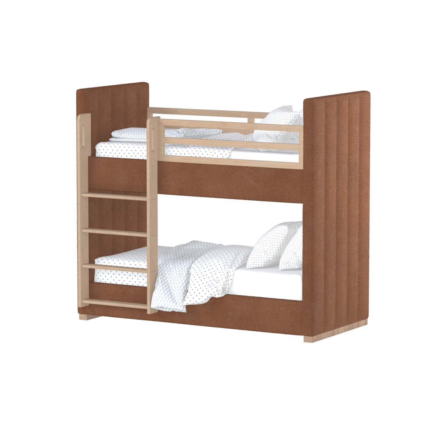 Paolo Bunk Bed with Soft Upholstery and Beechwood Accents