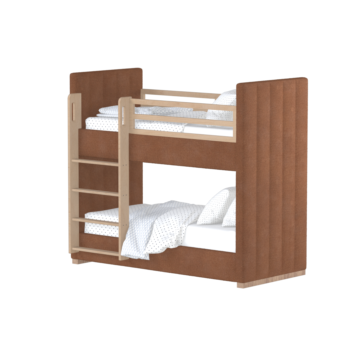 Paolo Bunk Bed with Soft Upholstery and Beechwood Accents