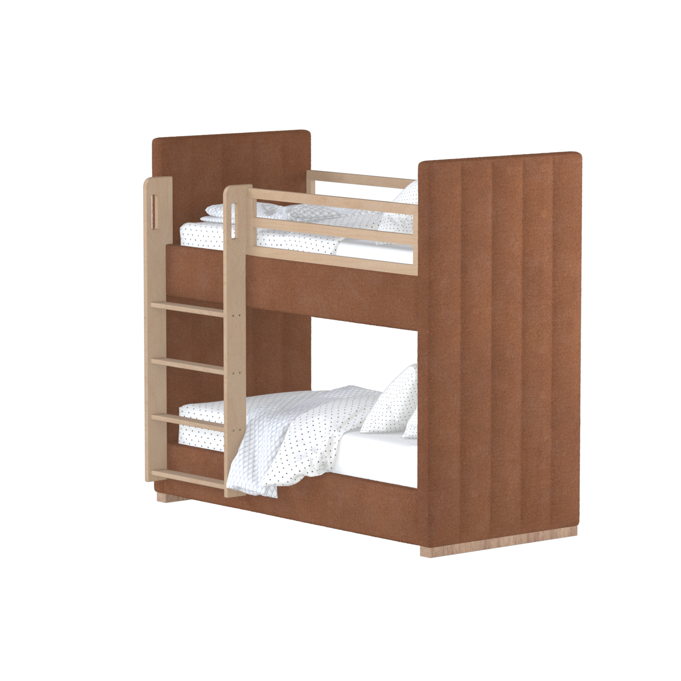 Paolo Bunk Bed with Soft Upholstery and Beechwood Accents