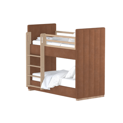 Paolo Bunk Bed with Soft Upholstery and Beechwood Accents