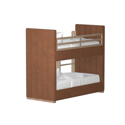 Paolo Bunk Bed with Soft Upholstery and Beechwood Accents