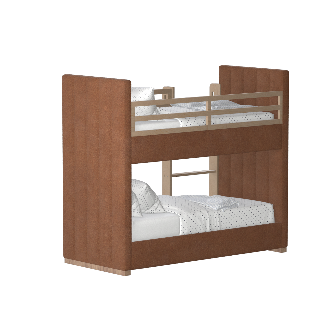 Paolo Bunk Bed with Soft Upholstery and Beechwood Accents