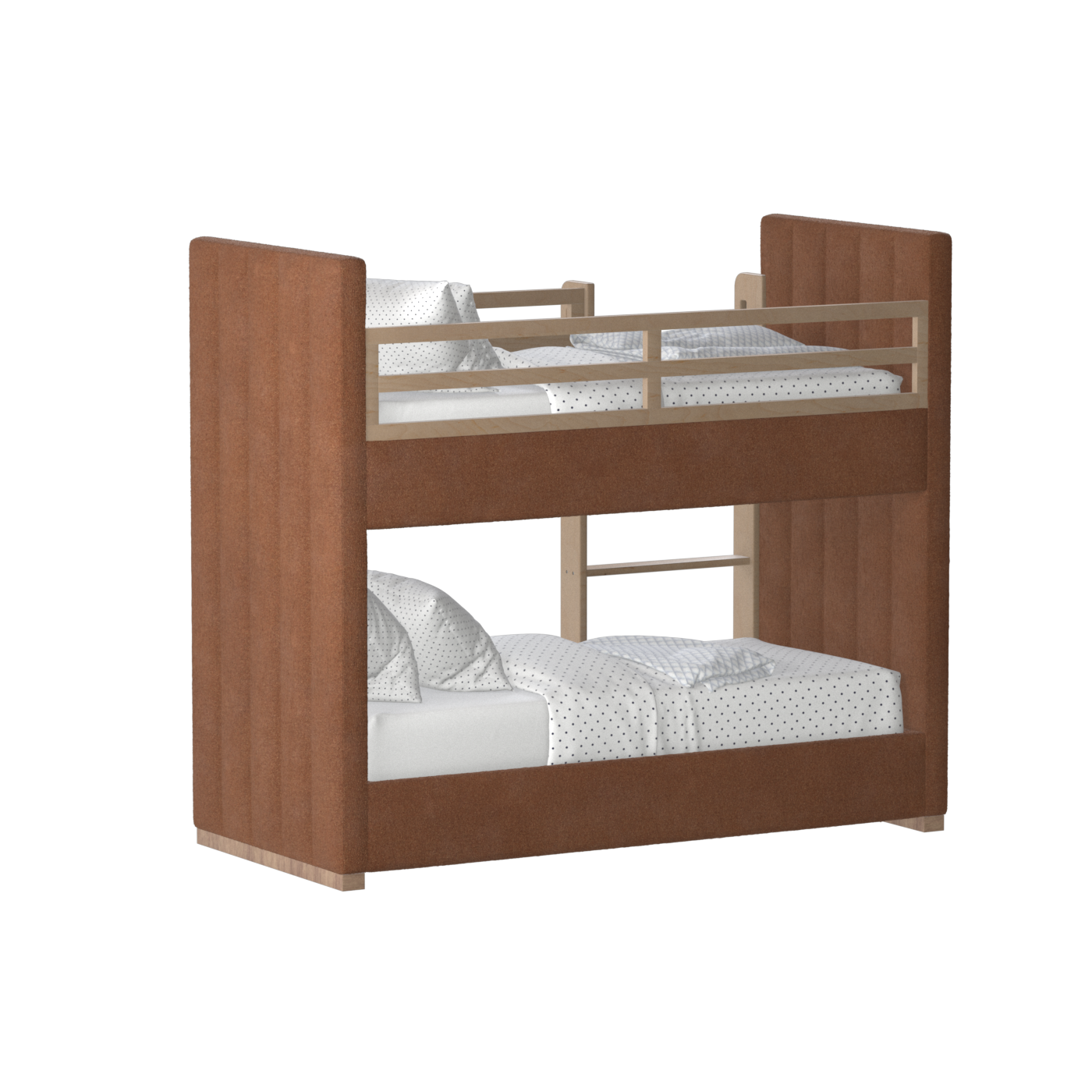 Paolo Bunk Bed with Soft Upholstery and Beechwood Accents