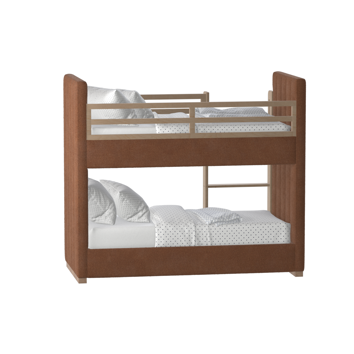 Paolo Bunk Bed with Soft Upholstery and Beechwood Accents