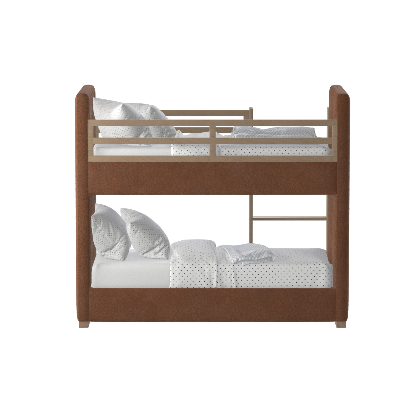 Paolo Bunk Bed with Soft Upholstery and Beechwood Accents