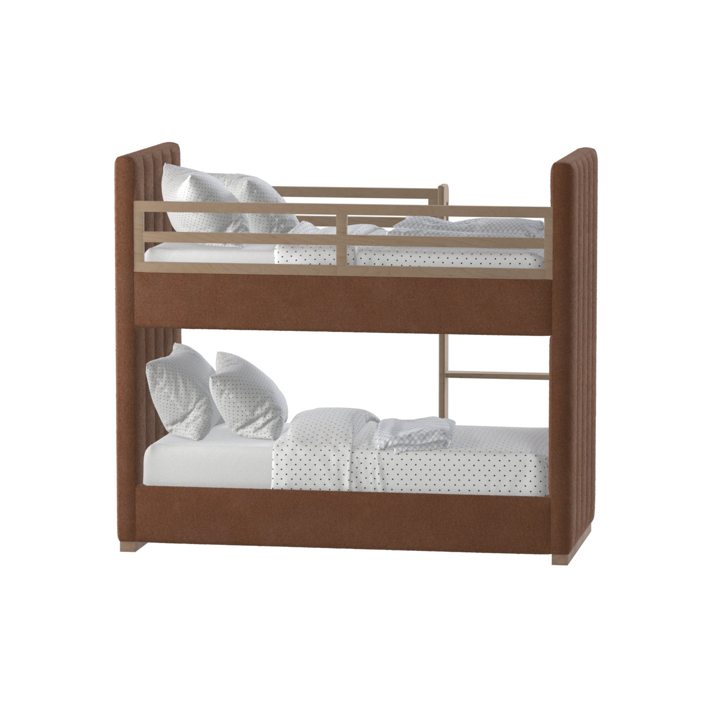 Paolo Bunk Bed with Soft Upholstery and Beechwood Accents