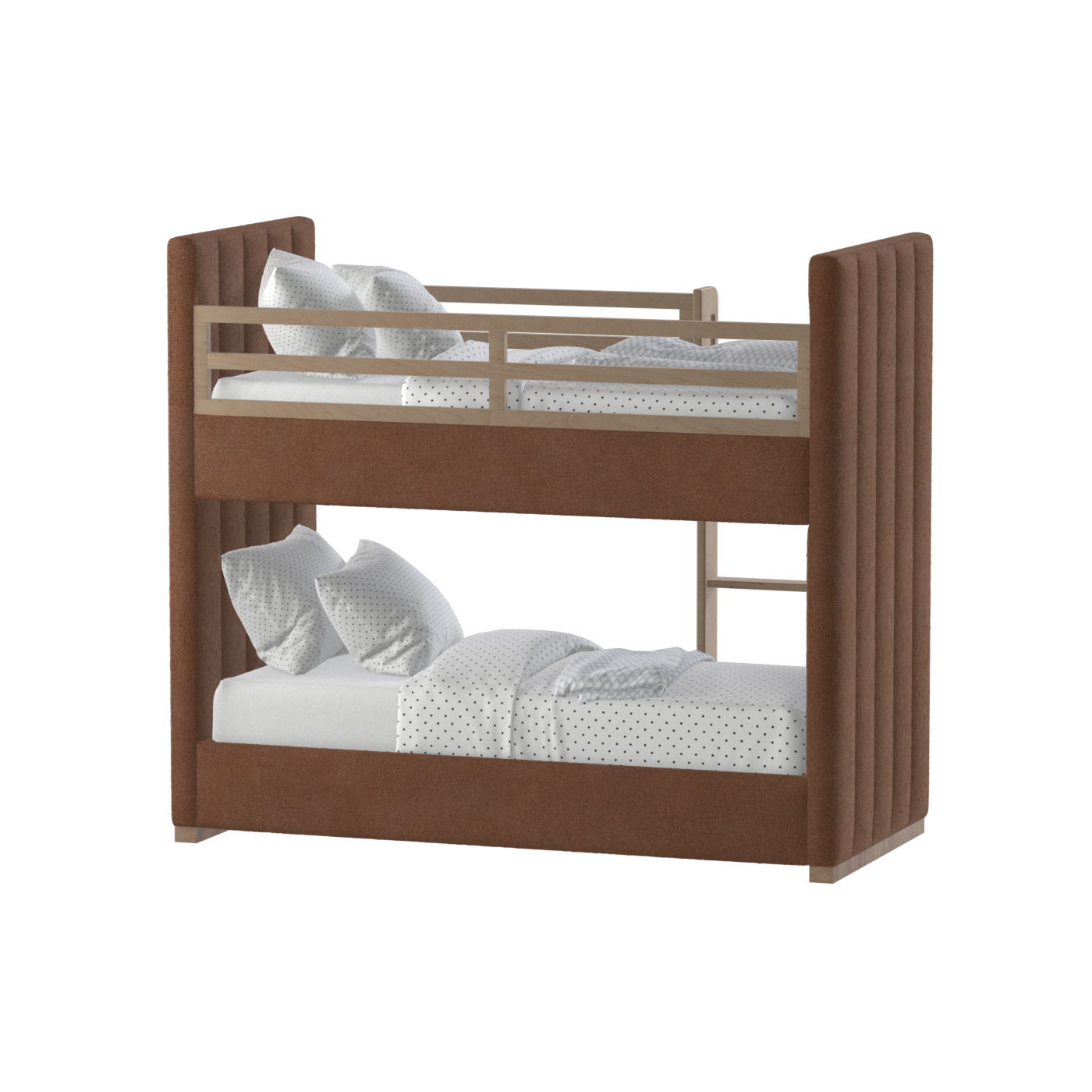 Paolo Bunk Bed with Soft Upholstery and Beechwood Accents