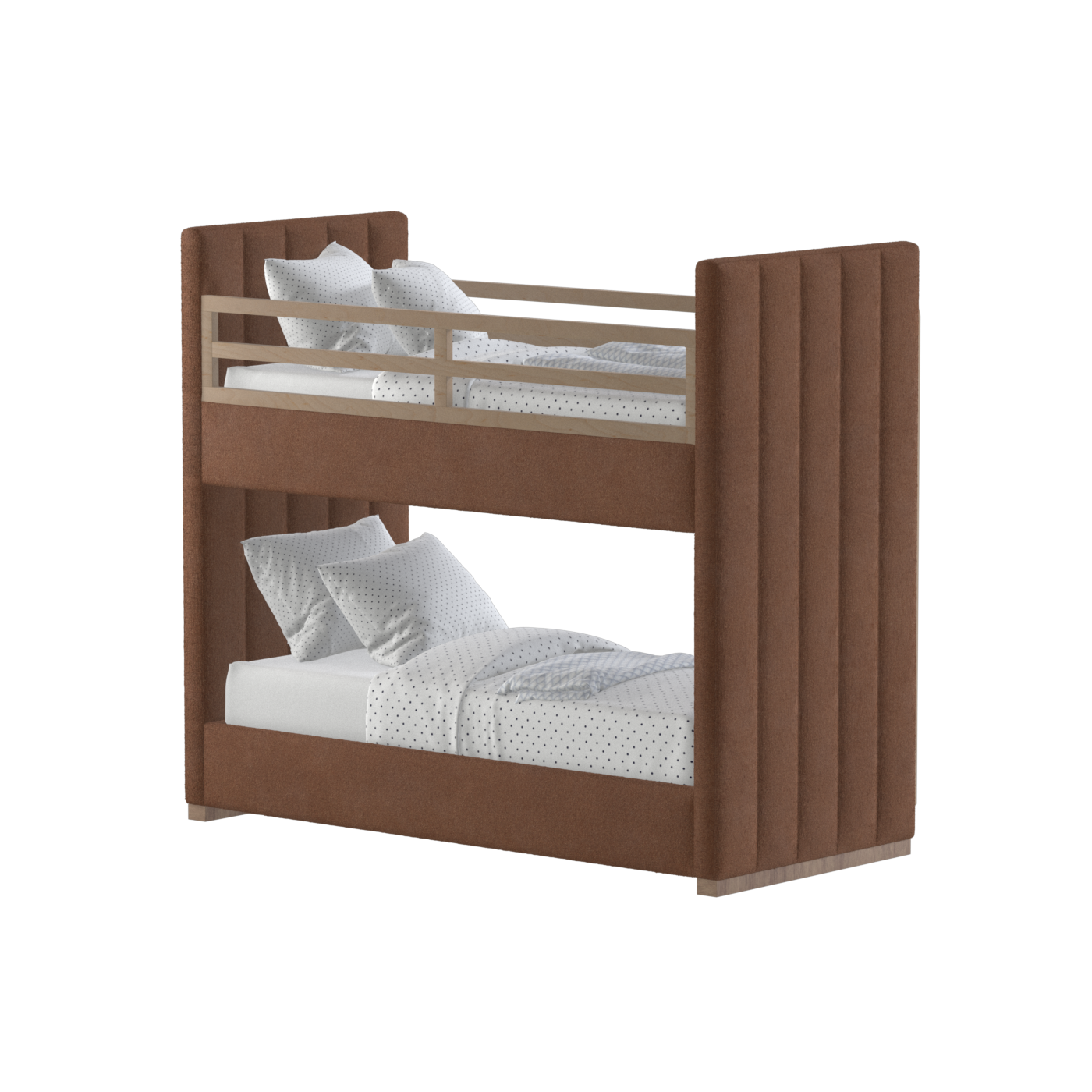 Paolo Bunk Bed with Soft Upholstery and Beechwood Accents