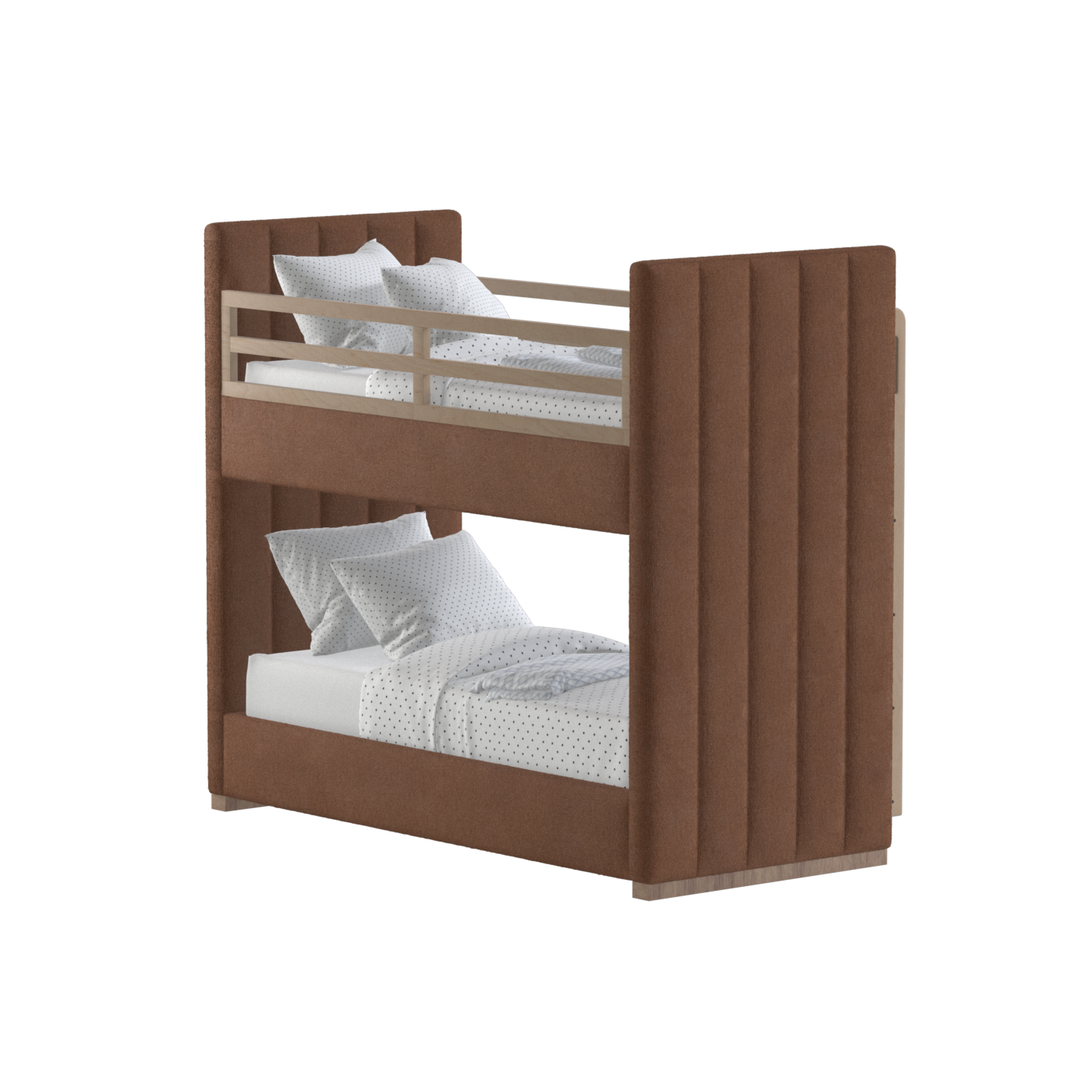 Paolo Bunk Bed with Soft Upholstery and Beechwood Accents