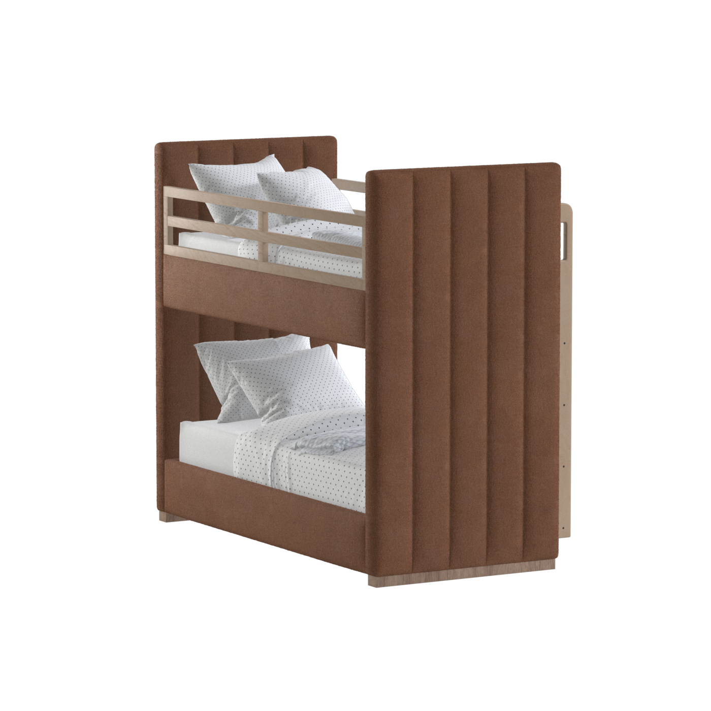 Paolo Bunk Bed with Soft Upholstery and Beechwood Accents