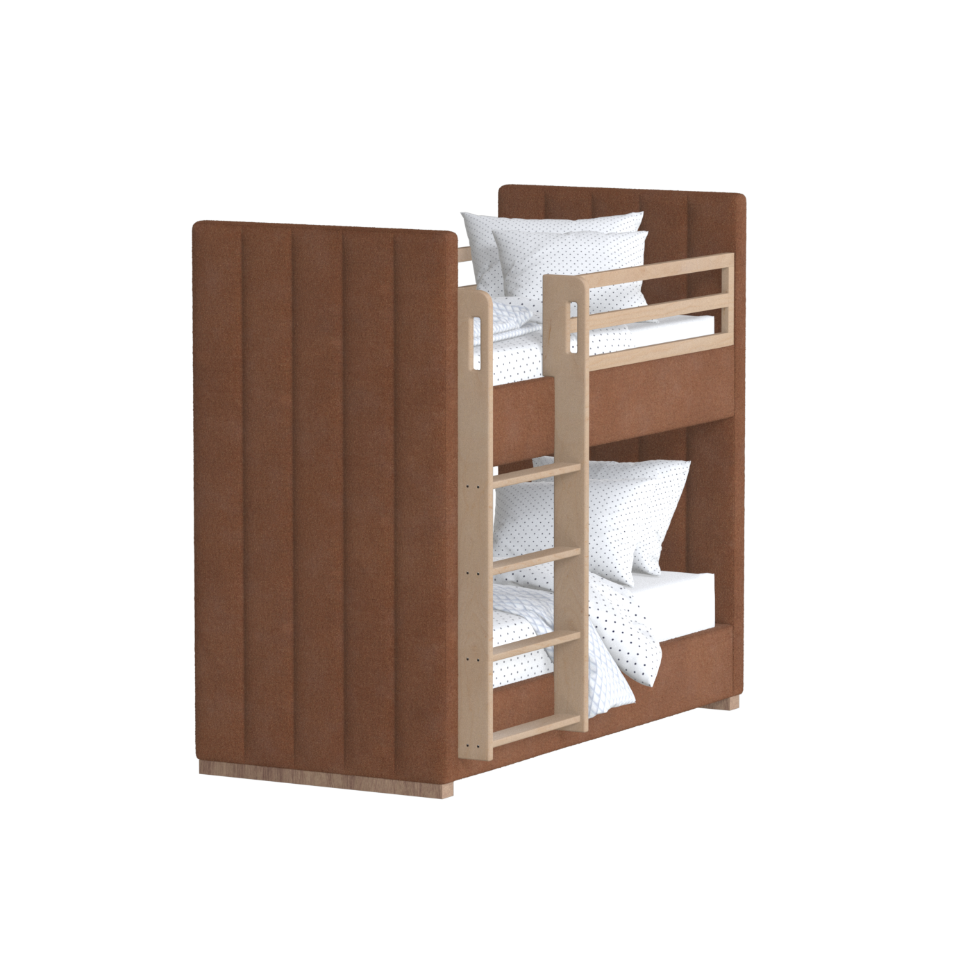 Paolo Bunk Bed with Soft Upholstery and Beechwood Accents