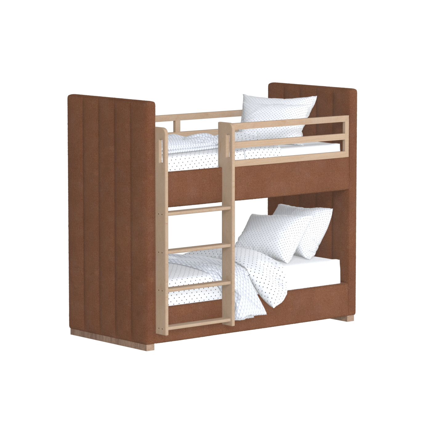 Paolo Bunk Bed with Soft Upholstery and Beechwood Accents