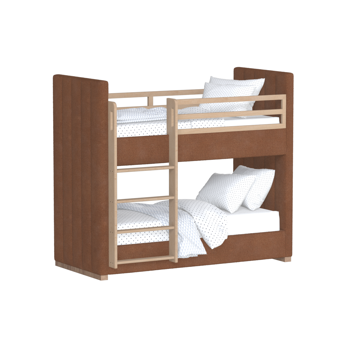 Paolo Bunk Bed with Soft Upholstery and Beechwood Accents
