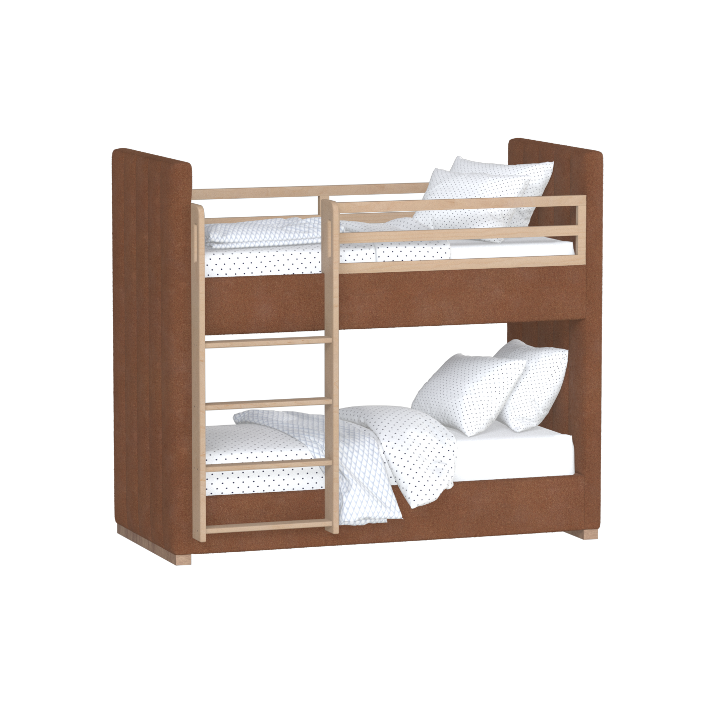 Paolo Bunk Bed with Soft Upholstery and Beechwood Accents