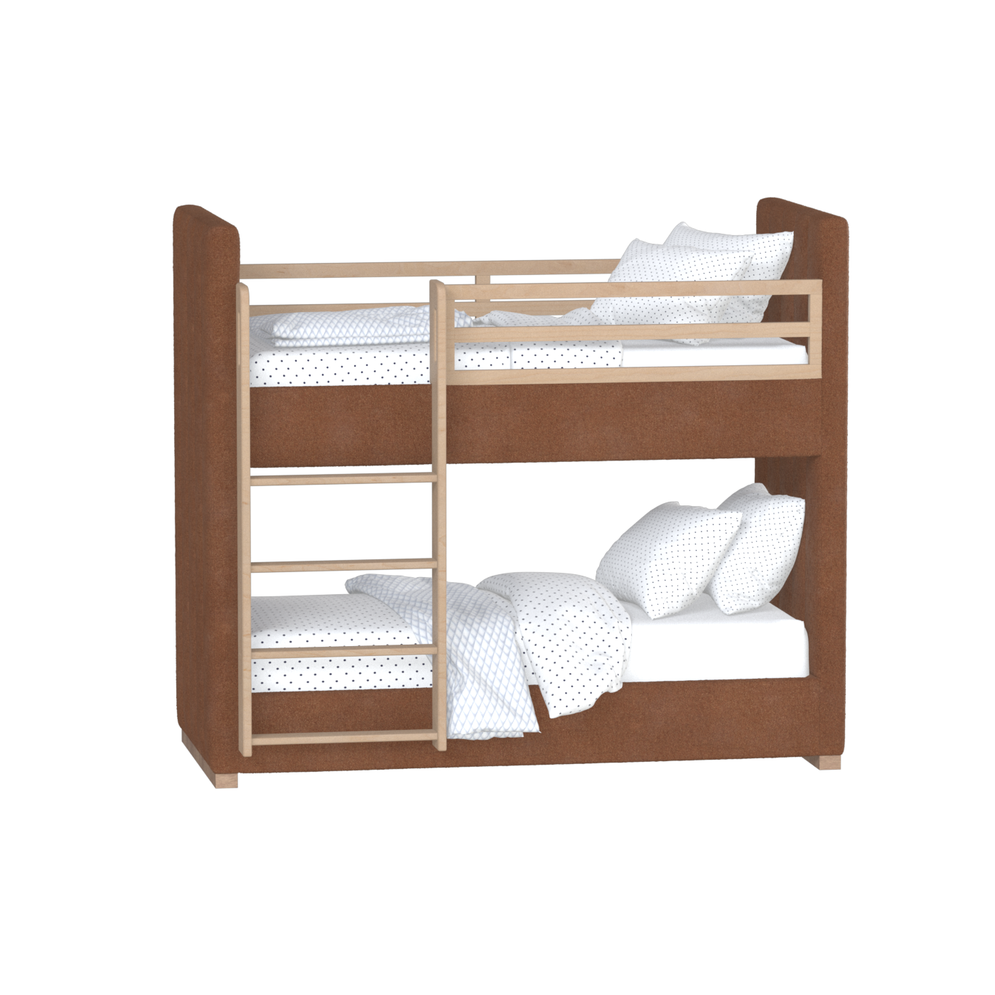 Paolo Bunk Bed with Soft Upholstery and Beechwood Accents