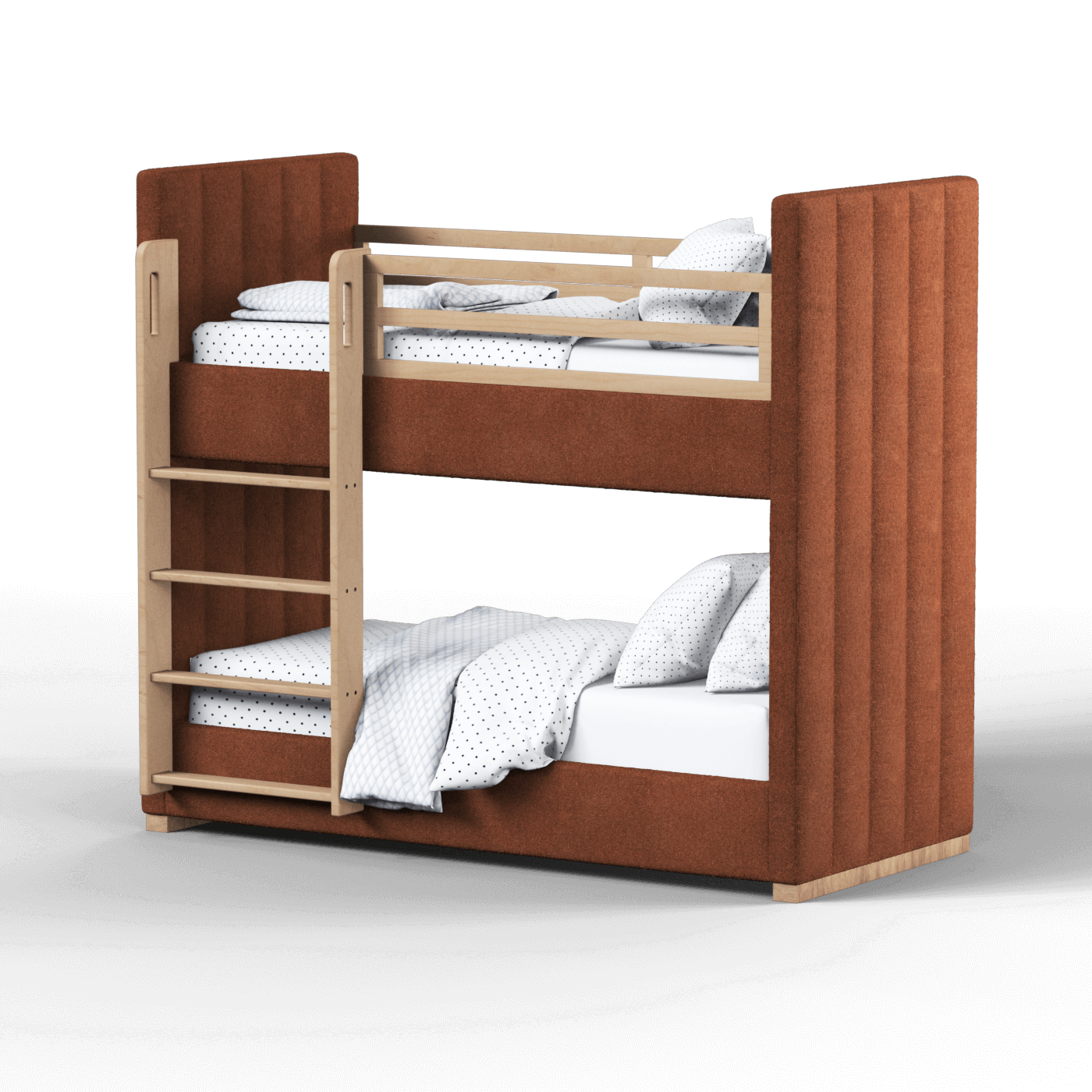 Paolo Bunk Bed with Soft Upholstery and Beechwood Accents